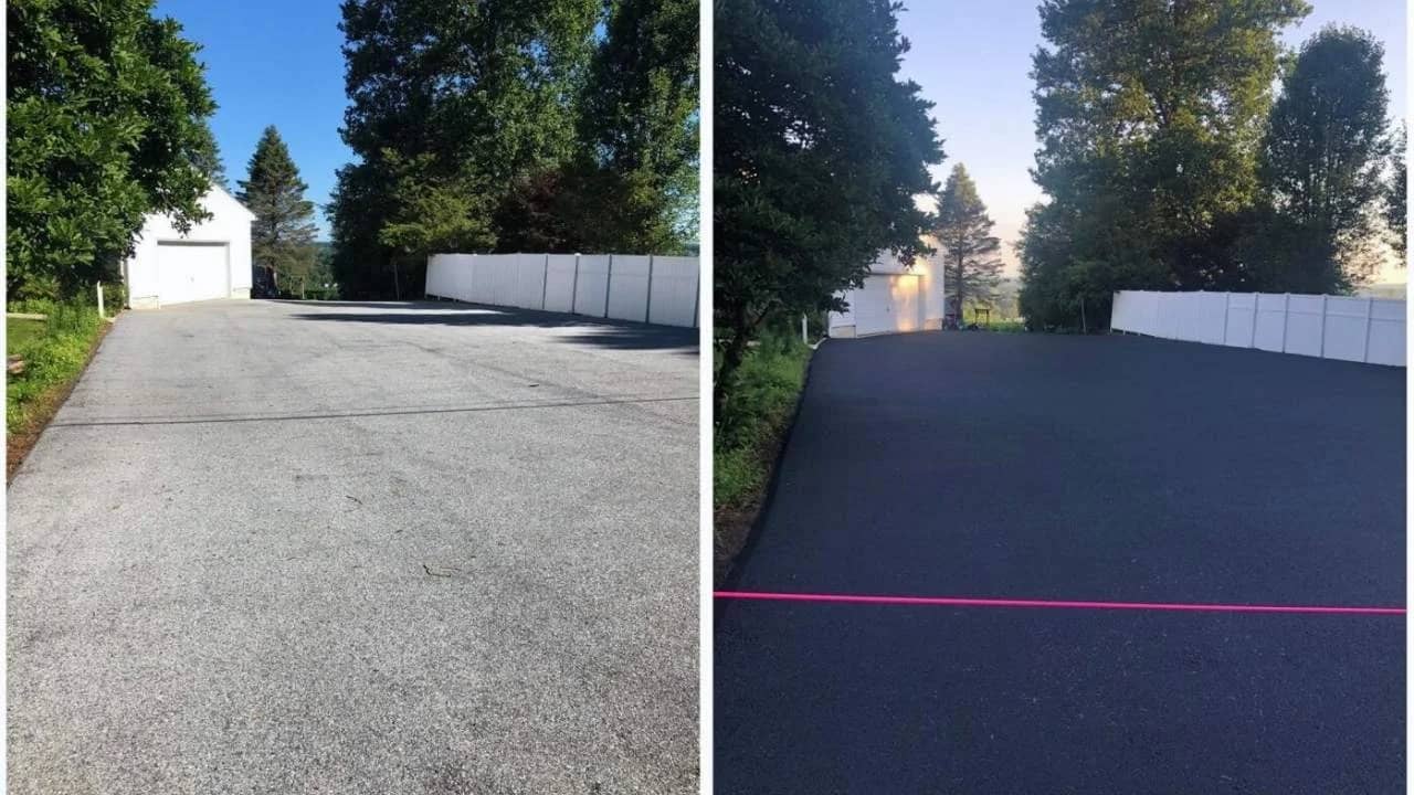 Kanata driveway transformation: cracked to rich black finish